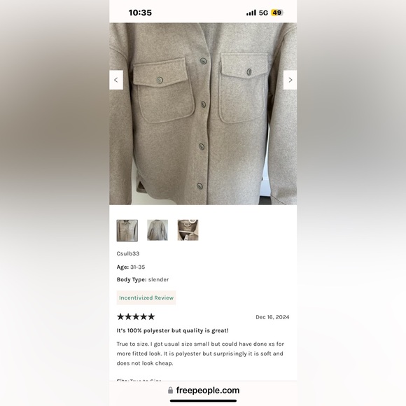 NWOT FREE PEOPLE WE THE FREE Lola Shirt Jacket | Beige/Melange MSRP $168 - Picture 6 of 11